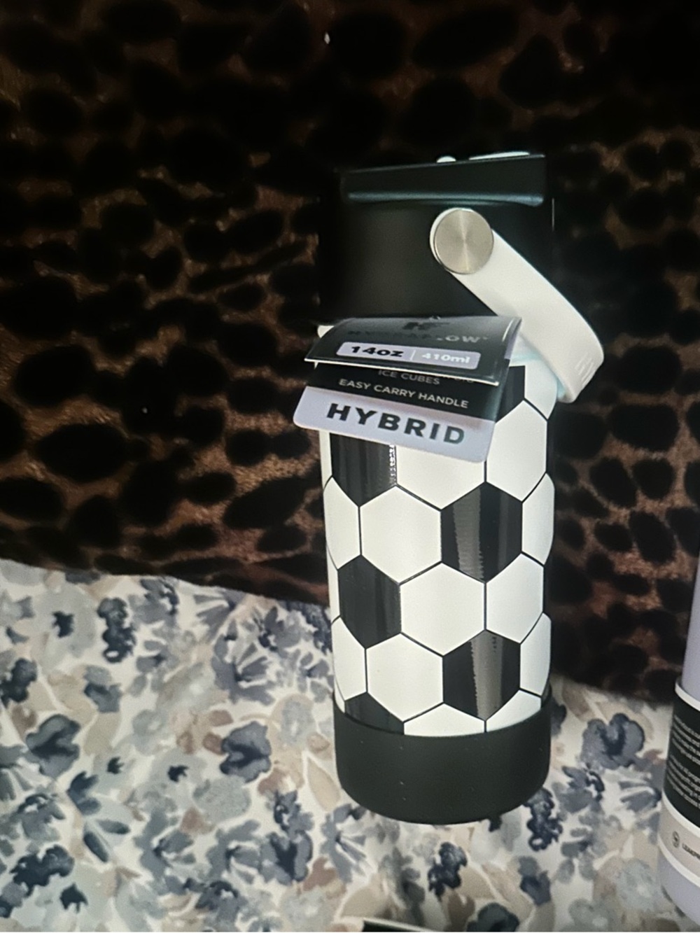 HYBRID Black & White Soccer Ball Pattern Insulated Drink Bottle
